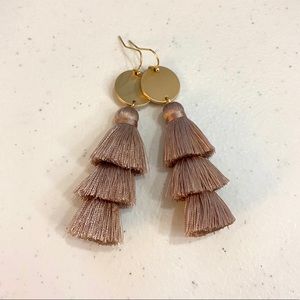 Dusty pink & gold tassel earrings